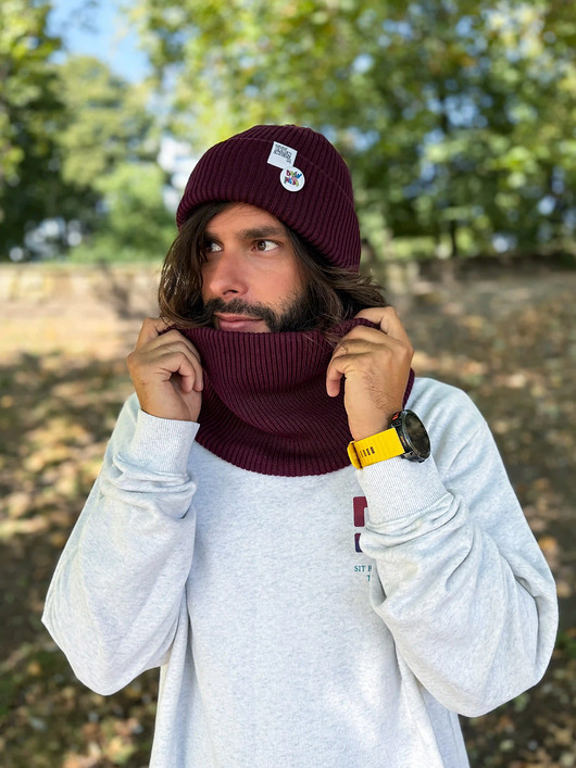 czapki i kapelusze męskie Męska czapka beanie z bawełny logo kolorowe Bordo