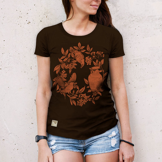 t-shirt damskie Koszulka damska PTAKI/JARZĘBINA