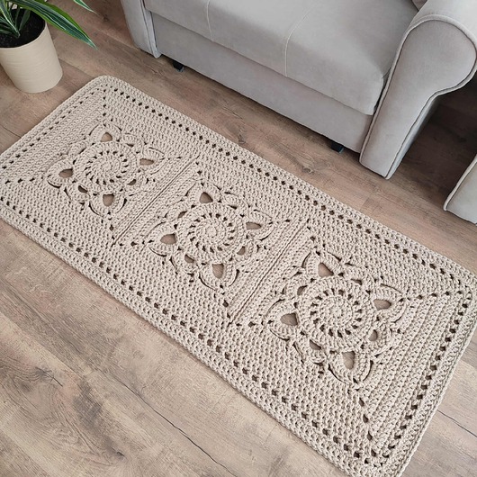 dywany Dywan prostokątny ze sznurka bawełnianego szydełkowy 60cmx143cm