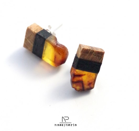 Wood&Amber Kolczyki Etno Maszyneria