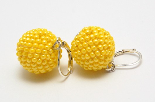Kolczyki Beaded Beads kuleczki żółte MadeByInati