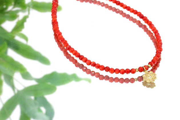 Colare Koral złoto Brazi Druse Jewelry