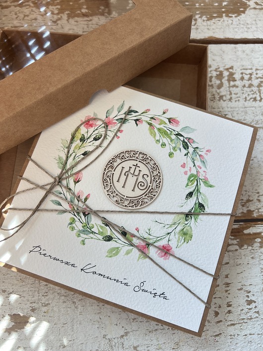 kartki na komunię Kartka na komunię ręcznie robiona - Pamiątka Komunii