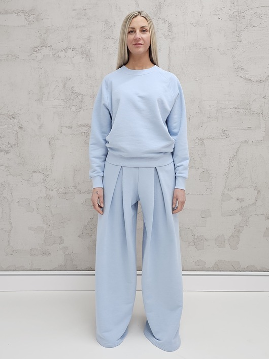 komplety damskie Sarai wygodny komplet bluza i szerokie spodnie z zakładkami Baby blue