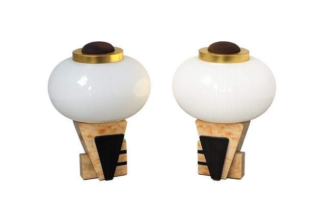 lampy stołowe Para lamp stołowych w stylu Art Deco, lata 50