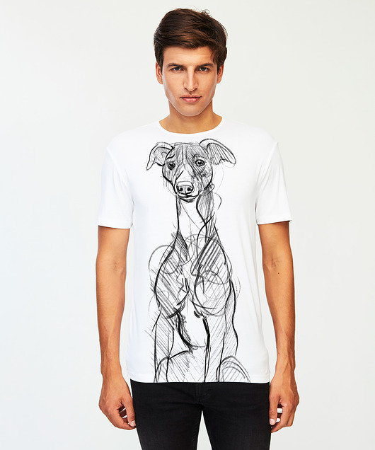 t-shirty męskie Whippet Dog Men's T-shirt white