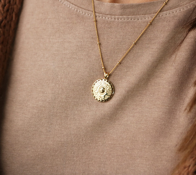 Złoty choker medalion "moneta" długość 35cm Coccola JEWELLERY