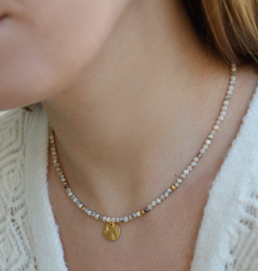 chokery Choker z agatów z okrągłą blaszką