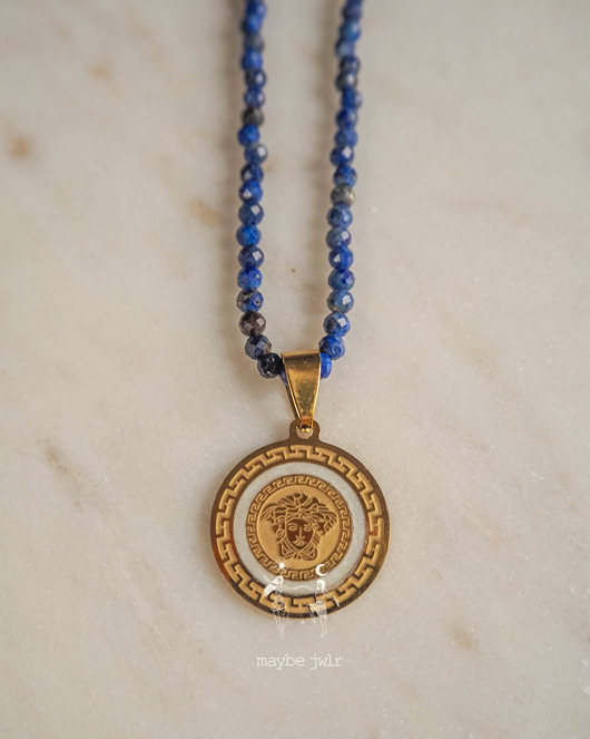 chokery Naszyjnik z lapis lazuli z meduzą 2w1