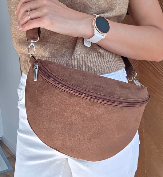 saszetka nerka Nerka brązowa czekolada na ramię