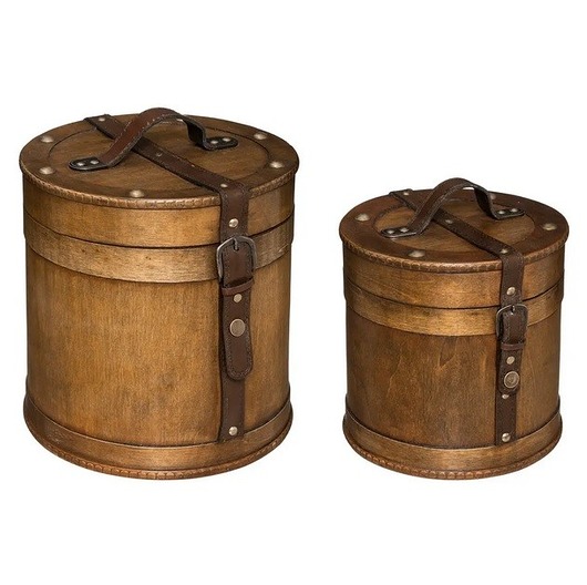 skrzynki, kufry i pudła Pudełko kuferek 2 szt. , retro, drewniane z paskiem