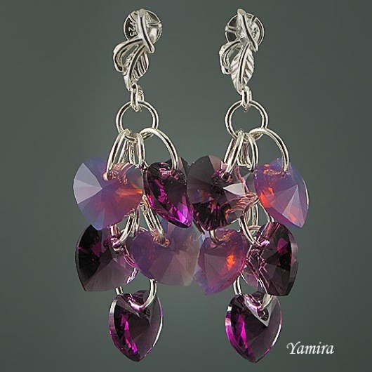 kryształ Swarovski gronka Cyclamen i Amethyst  yamira