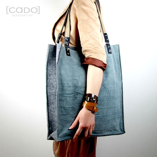 Torebka Hand-made ze skóry i filcu - Vintage Sky CADOaccessories