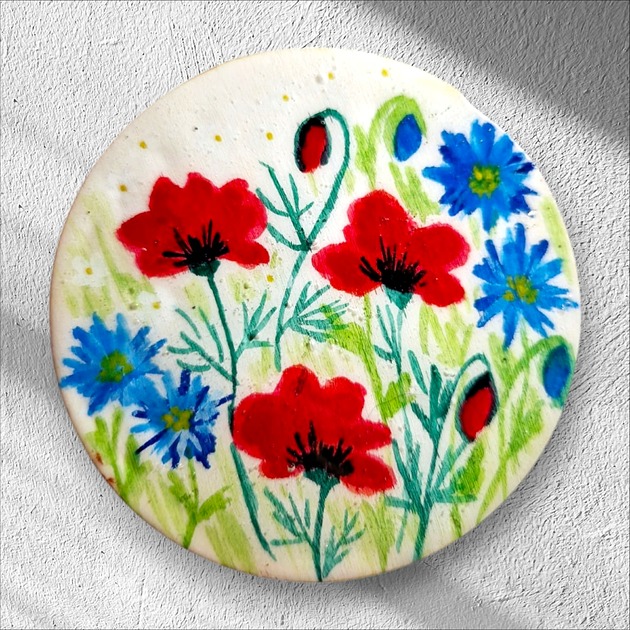 akcesoria różne Ręcznie malowany magnes z kwiatami