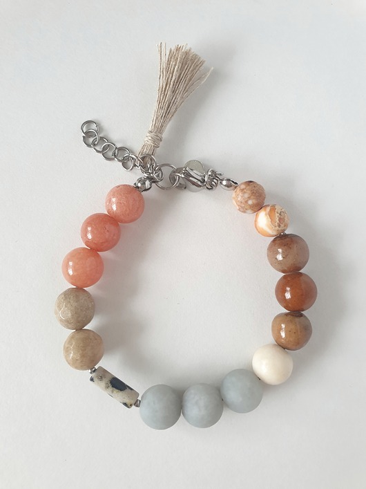 bransoletki z kamieni naturalnych Bransoletka  BOHO ART jadeit, jaspis, brąz, niebieski, rudy, beż