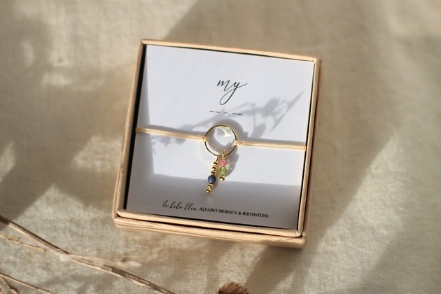 bransoletki na sznurku MY - Alfabet Morse'a - Kamienie urodzeniowe Birthstones