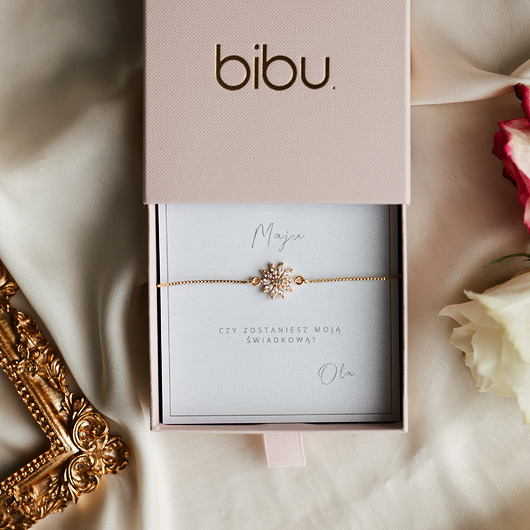 bransoletki złote Delikatna bransoletka z kryształkami dla świadkowej, prośba o świadkowanie
