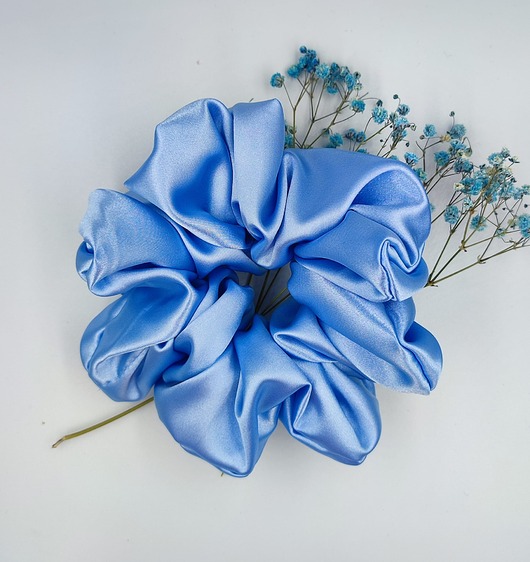 gumki do włosów Scrunchie satyna baby blue
