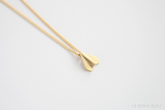 złote naszyjniki 16k Gold Plated Paper Plane Necklace
