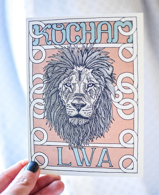 Kartka Kocham Lwa z kopertą agakubish