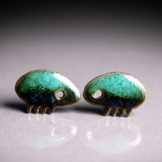 kolczyki ceramiczne ROBAKI /stal chirurgiczna/