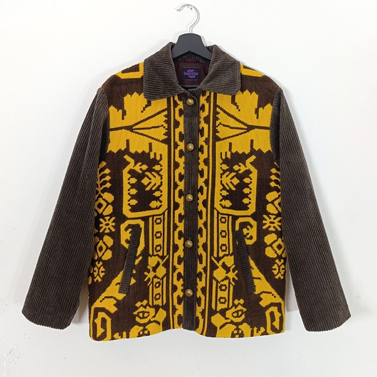 kurtki damskie Kurtka żółto-brązowa M, z ludowej, wełnianej tkaniny
