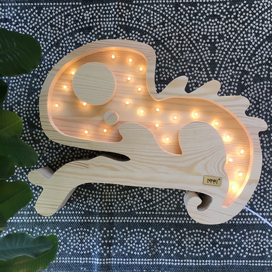 lampy do pokoju dziecka Lampka Drewniana Eko Kameleon Leon