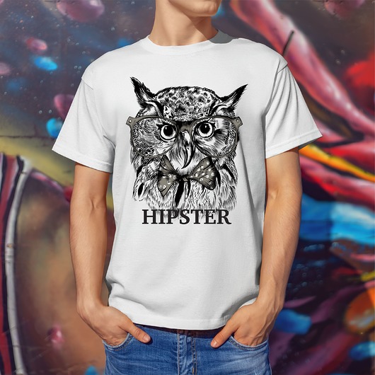 t-shirty męskie Koszulka  z nadrukiem Hipster owl