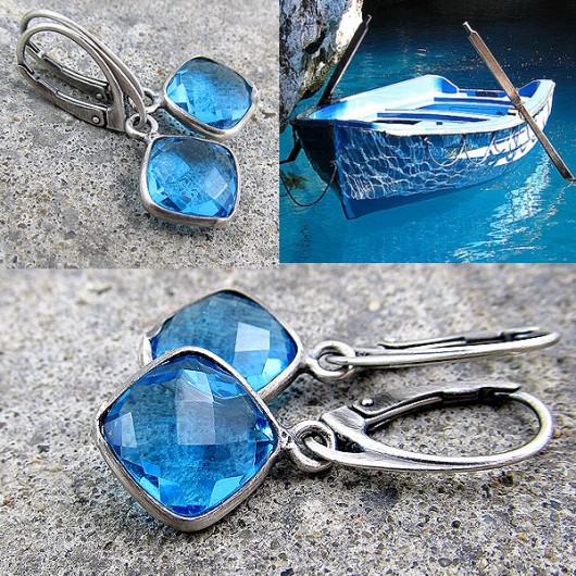 kolczyki z kamieniami Kolczyki Blue topaz