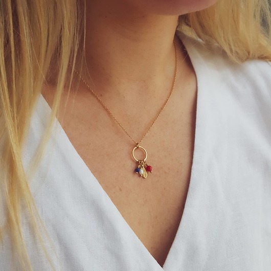 korale Naszyjnik koło z kamieniami boho