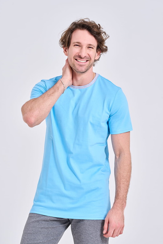 t-shirty męskie Koszulka męska błękitna - t-shirt odCZAPY