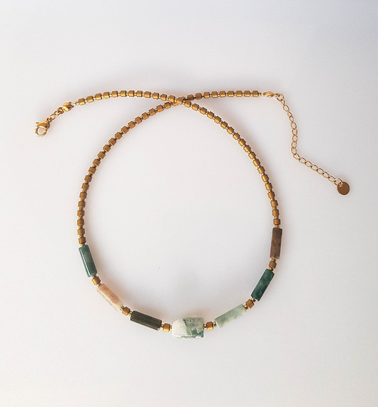 chokery Naszyjnik Simple z Agatem Indyjskim