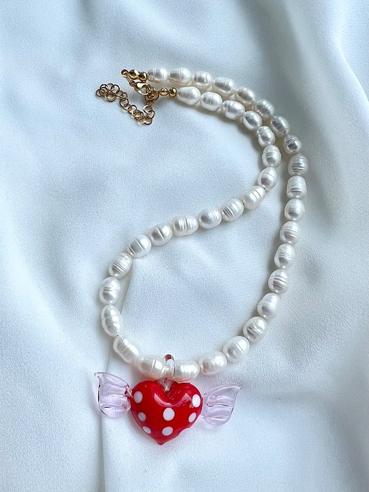 korale Naszyjnik Skrzydlate Serce