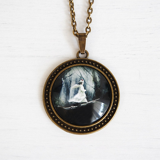 wisiory Medalion, naszyjnik - Magiczny las - duży, brąz