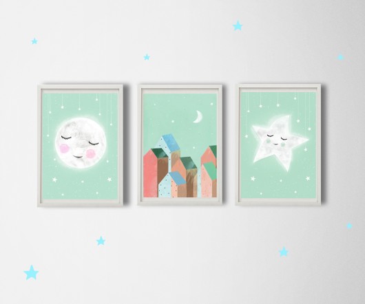 obrazy i plakaty do pokoju dziecięcego 3 ilustracje A3