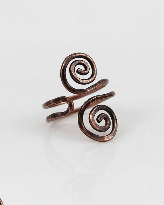 pierścionki - różne Wężowy - rozm. M - miedziany pierścionek - unikat