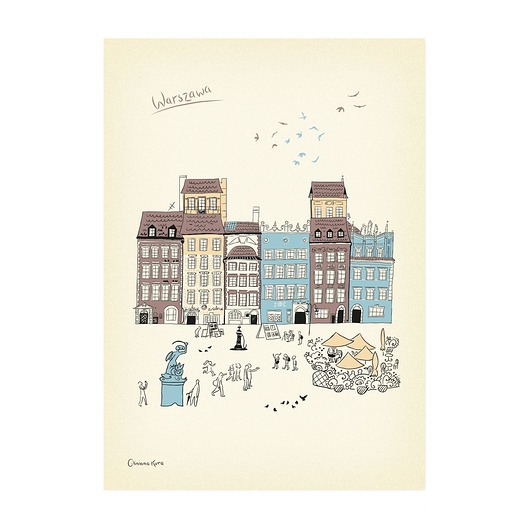 Plakat A4 Warszawa Kamieniczki Gliniana Kura