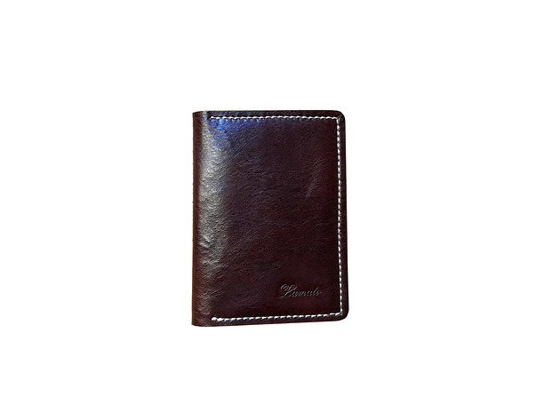portfele męskie Etui na karty 015 ciemno brązowe - mini portfel