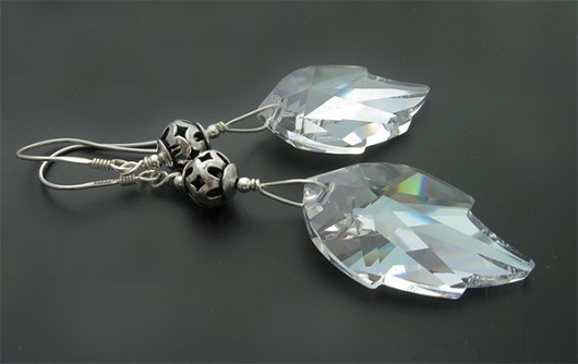 Kolczyki Liści kryształ Swarovski pieklo niebo