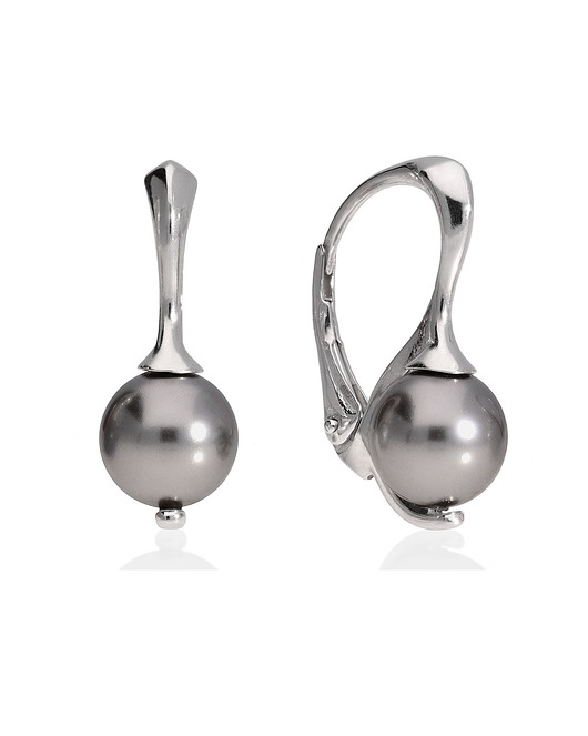 Kolczyki angielskie ze srebrną perłą Swarovski KOM Biżuteria