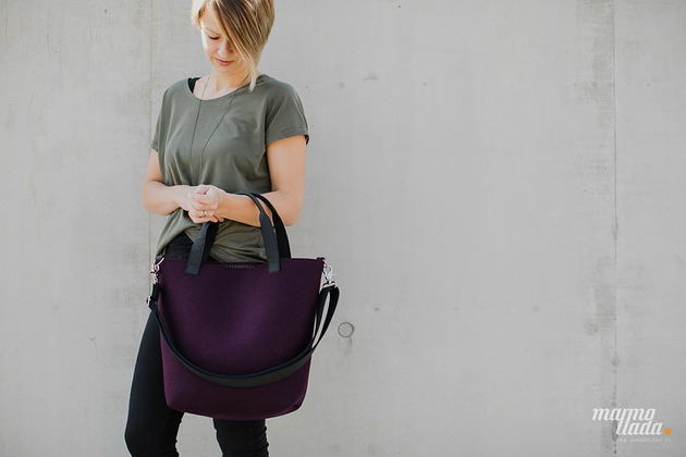 torby XXL Marmollada - torebka filcowa śr OBERŻYNA + C do ręki