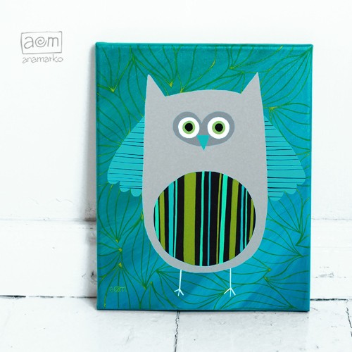 obraz 24x30- sowa indygo anamarko