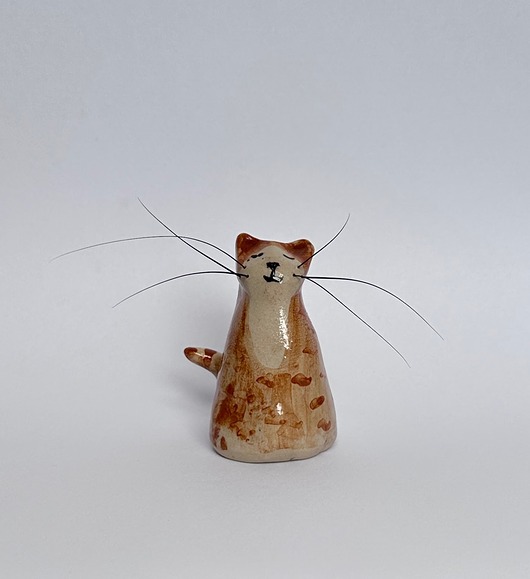 figurki i rzeźby Ceramiczny kot na kocie wąsy wibrysy