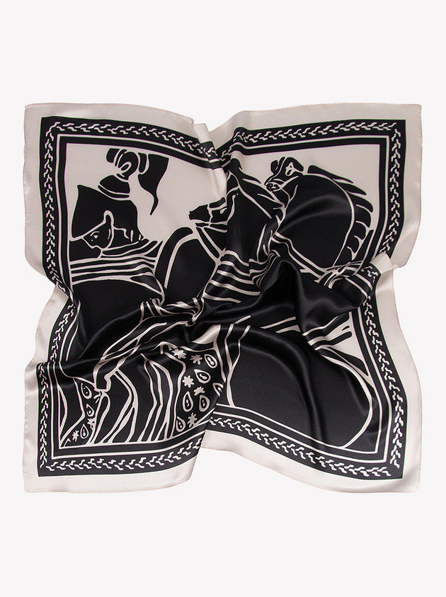 apaszki Apaszka jedwabna damska czarna 100% jedwab 70x70 cm