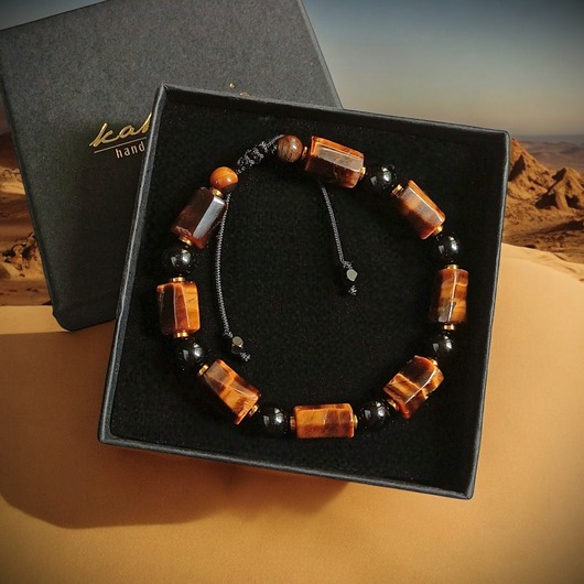 biżuteria męska PREMIUM : SUKCES, OCHRONA : tygrysie oko i turmalin