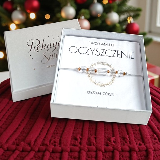 bransoletki z kamieni naturalnych Amulet - OCZYSZCZENIE - świąteczne pudełko - KRYSZTAŁ GÓRSKI