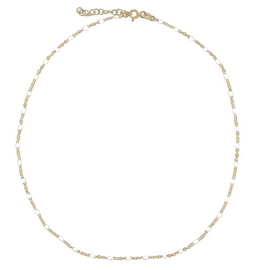 Srebrny pozłacany CHOKER z białą emalią ATdiament