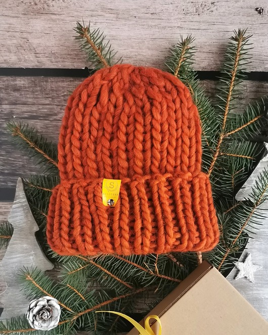 czapki damskie Wełniana czapka zimowa WOOLY ruda