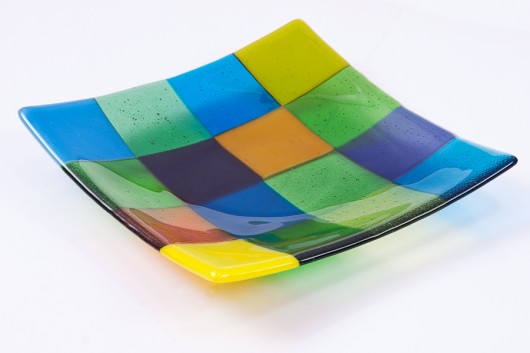 Talerz o wymiarach 20 x 20 cm.  Fusing Glass