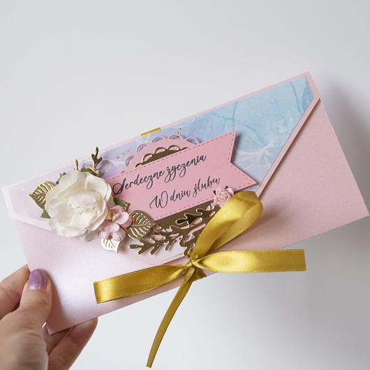 kartki scrapbooking Kartka ślubna folder na pieniądze kieszonka